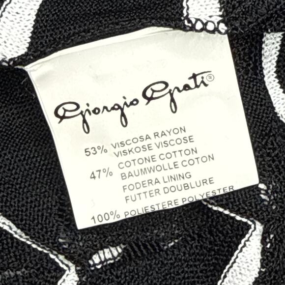 Giorgio Grati Italy Black White Knit Dress Size 46 Scallop Hem $1200 Tag NWT - Picture 12 of 12